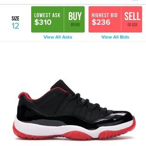 Jordan bred 11 lows size 12